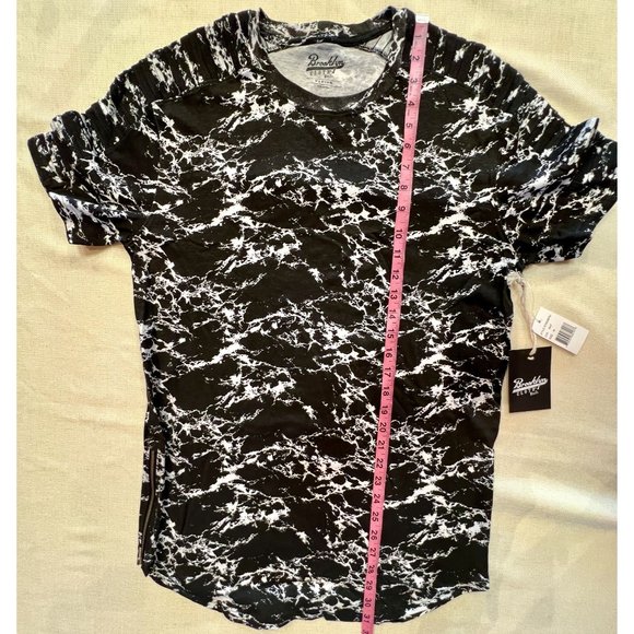 Brooklyn Cloth Side Zip T-Shirt Mens Black White Textured Sleeves Crew Neck Med - Picture 9 of 14